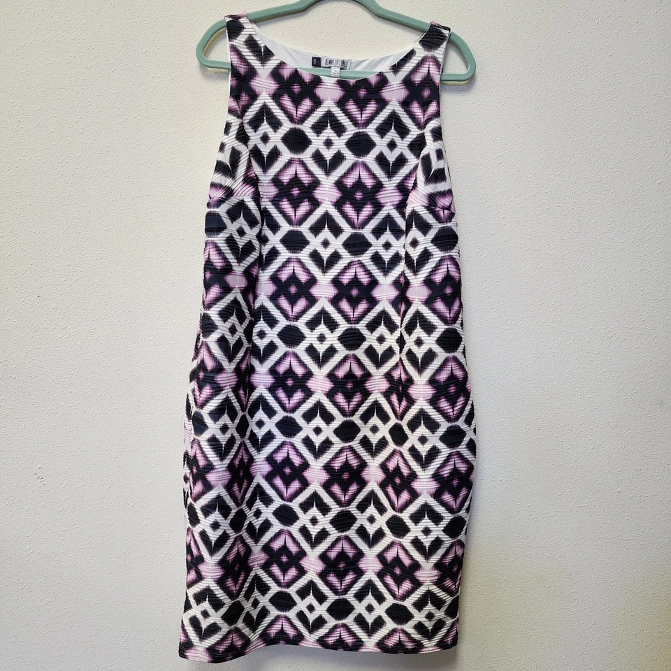 Vestido Jennifer Lopez 1X XL Blanco Púrpura Forrado Reunido Verano Vaina Playa Boho Foto 1 de 4