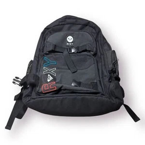 Roxy Black Backpack with Front Red/White/Blue Letters School Bag - Picture 1 of 8