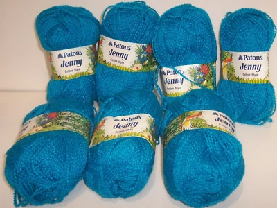 7 VTG 1.7oz Skeins Patons Jenny Cotton Type  Acrylic Nylon Yarn Teal 6044 (Z60) - Image 1 of 3