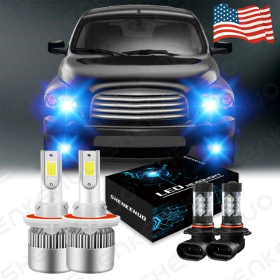 For  HHR 2006-11 8000K LED Headlight Hi/Lo +Fog Light 4 Bulbs Combo kit - Image 1 of 4