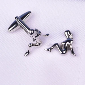 Silver Sexy Woman Men's Fashion Jewelry Cufflinks Funny Novelty Accessory Style - Picture 1 of 4
