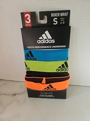 Brand New Boys Adidas Climate Youth Performance Underware Boxer Briefs Sz 6-8 - Image 1 of 4