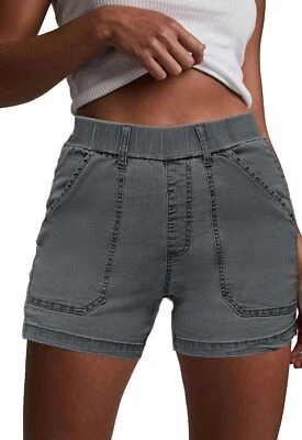 Pantalones Cortos de Denim de Cintura Alta para Mujer Verano Elásticos Algodón Informales Pull On con Bolsillo Foto 1 de 4