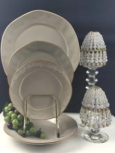 Skyros Designs - Cantaria Grey 4 Pcs. Dinnerware Set, Brown Rim, Portugal - Picture 1 of 12