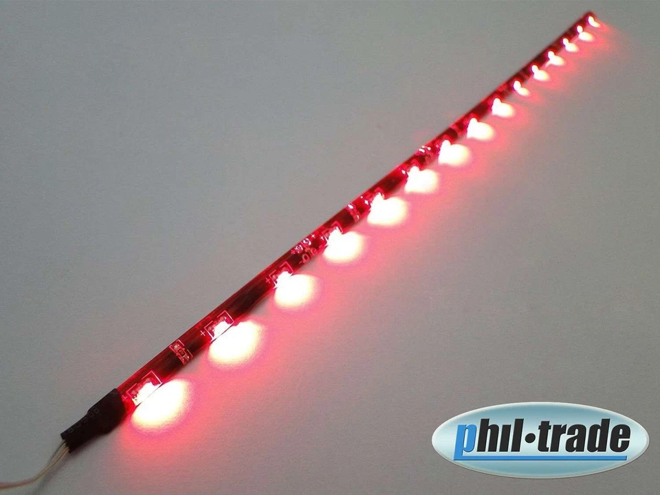 SMD LED Listón Strip Lado Brillo Ilumina Lateral Plano Autoadhesivo 30cm, Rojo - Imagen 1 de 1