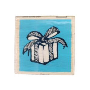 VAP! ~ PRESENT ~ WOOD MOUNTED RUBBER STAMP - Picture 1 of 2