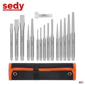 16-Pieces Chisel & Punch Set Pin Tapered Center Punch Gauge Metalwork Automotive - Picture 1 of 5