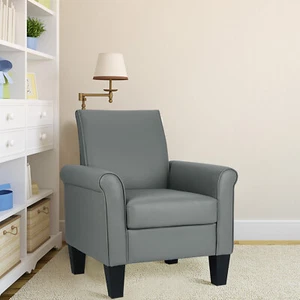 Faux Leather Accent Single Sofa Modern Upholstered Living Room Comfy Armchair - Picture 1 of 68