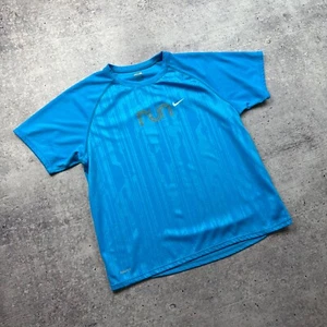 Vintage Nike run t shirt big center logo blue size M - Picture 1 of 13