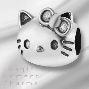 Autentico argento sterling S925 - ciondolo e sacchetto europeo HELLO KITTY Face - Kawaii - Foto 1 di 7