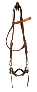 Western Headstall Sweet Iron Bit 5.5" Ported Mouth Browband Stitch Silver Curb - Picture 1 of 4