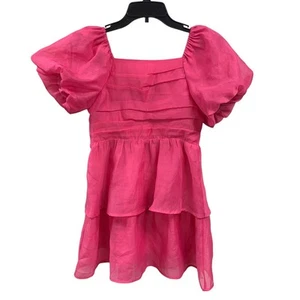 New Cat & Jack Girls XL (14) Ruffled Puffy Short Sleeve Pink Party Dress - Picture 1 of 4