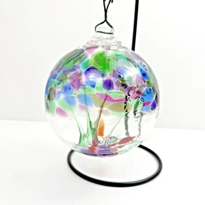 Kitras Arte Soplado a Mano Vidrio Árbol de la Vida Encantamiento 6" Orbe Grande Bola Adorno - Imagen 1 de 4