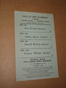 Tubby Hayes/Don Rendell/Harold McNair 1962 Scorpion Club, Hampton Court Flyer - Picture 1 of 1