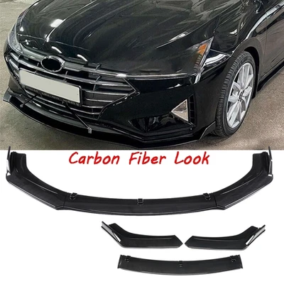 Front Bumper Lip Splitter Spoiler Carbon Fiber For Hyundai Elantra 2010-2022 Foto 1 de 4