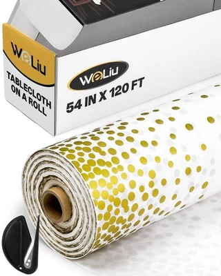 54in x 120ft Table Cloth Plastic Table Cover Roll with Cutter, Disposable Tab... - Image 1 of 4