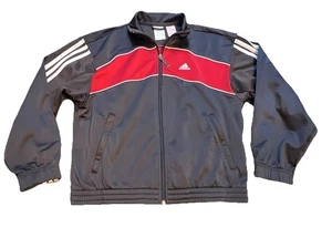 Chaqueta vintage Adidas con cremallera para niños grandes talla grande gris y roja chaqueta de los 90’s - Imagen 1 de 9