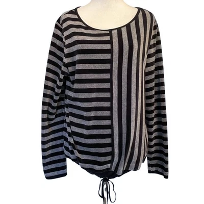 Chico's Zenergy Pullover a Rayas Mujer Mediano Negro y Gris Terciopelo Sudadera Foto 1 de 4