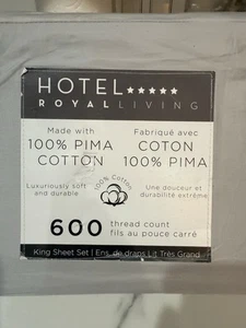 HOTEL ROYAL LIVING 600 TC Pima Cotton king Sheet Set,Gray. Brand New! - Picture 1 of 5