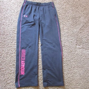 Under Armour Large Youth Gray Pink Joggers Pull On Pants Pockets Barely Worn - Picture 1 of 2