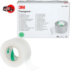 3M™ Transpore™ Surgical Tape 1527-1, 1 inch x 10 yard (2,5cm x 9,1m), 12 - Picture 1 of 6