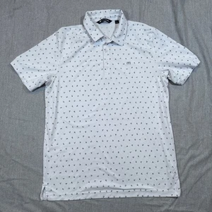 TravisMathew Polo Shirt Mens Large White Patterned Golf Performance Peru - Picture 1 of 10
