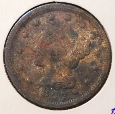 1847 cabelo trançado centavo grande veja descrição para detalhes - Imagem 1 de 2