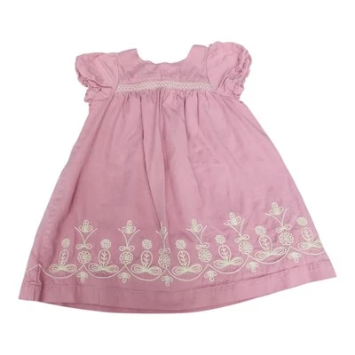 Baby Boden Pink Embroidered Cotton Dress Size 18-24  Years Lined Puff Sleeves - Image 1 of 4
