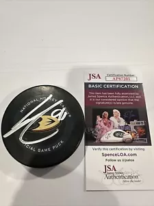 Leo Carlsson Anaheim Ducks Official Game Puck Signed - Picture 1 of 3