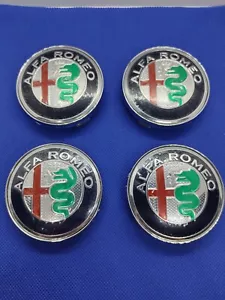 4 Cache Moyeu Centre De Roue Alfa Romeo Vert 60mm - Picture 1 of 3