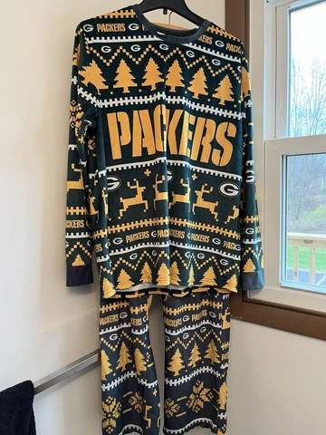 NFL Team Apparel Green Bay Packers L/S Pajama Set Green/Yellow Adult M Cover