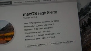 apple imac 27 ,2010,intel core i5 high sierra instalado - Imagen 1 de 2