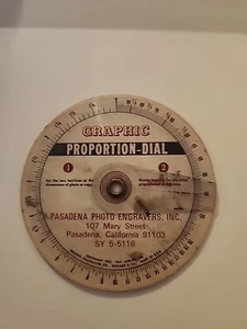 Graphic Proportion Dial Pasadena Photo Engravers, Inc. CA Vintage 1951 - Picture 1 of 2