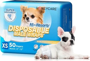50 Pack Waist Disposable Dog Diapers Male Wraps Belly Bands Pet Soft Extra Small - Picture 1 of 6