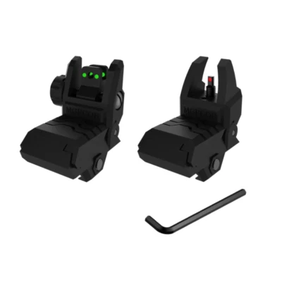 Fiber Iron Sight Flip-up Front Rear Sights Back Up Picatinny/Wea...Rail Hunting - Image 1 of 4