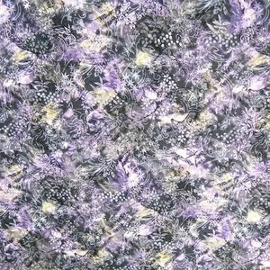 Stunning Floral, Metallic Silver, Lavender & Green Cotton Fabric by RJR, BTY - Picture 1 of 4