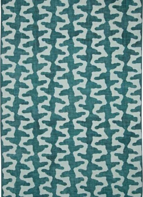  Indoor / Outdoor  5'x7' Area Rug in Aqua Green and Ivory Machine Washable  - Image 1 of 4