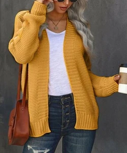 Zesica Yellow Waffle-Knit Open Cardigan Women's Size XL - Picture 1 of 1