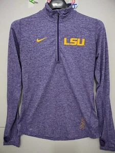 Nike Top Womens S Purple LSU Tigers 1/4 Zip Pullover Dri Fit Active Run Stretch - Picture 1 of 17
