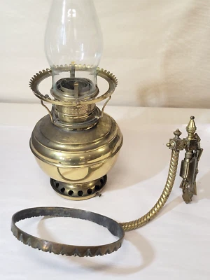 Rare 1886 The Rochester Brass Bracket Oil Lamp with 5" Shade Holder Antique - Image 1 of 4