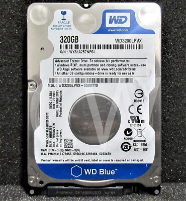 WD3200LPVX Western Digital 320GB 5400RPM 6Gbps 7MM 2.5" SATA HDD Hard Drive - Image 1 of 2