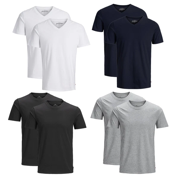 JACK&JONES Camiseta Hombre 2er Paquete Básico o-Cuello V-Neck Camiseta - Imagen 1 de 1