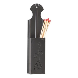 Soporte largo vintage para fósforos en negro ahumado - construcción de metal macizo de 13,5" - Imagen 1 de 1