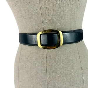 Vintage JAEGER Navy Blue Leather Casual Business Fashion Belt Unisex Size 34/86 - Picture 1 of 8