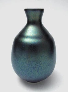 VINTAGE METALLIC IRIDESCENT CRYSTALLINE GLAZED STUDIO POTTERY VASE CERAMIC ART - Bild 1 von 5