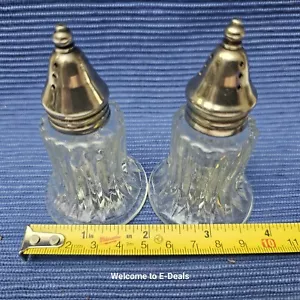 VINTAGE KLAR GESCHLIFFENES GLAS Salz & Pfefferstreuer-Mid Century Geschirr-rund-3,5" - Bild 1 von 14