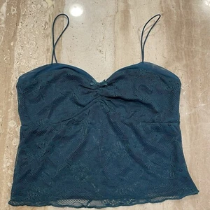 Wild Fable Womens Lace Tank Cami Dark Teal XS Stretch Fairy Whimsy Romantic Boho - Picture 1 of 13