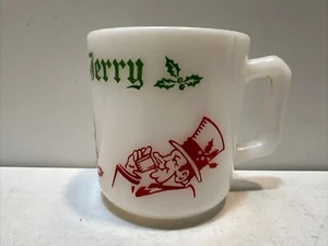 Vintage Hazel Atlas Tom And Jerry Egg Nog Mugs 4oz. EUC Holiday Season Greeting - Picture 1 of 6