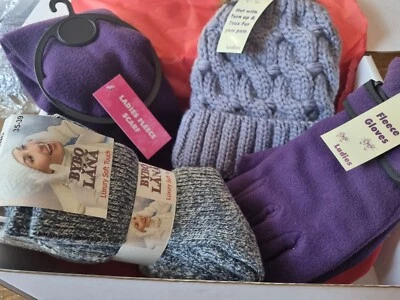 ladies hamper gift set winter Warmers Birthday Christmas Gift Set Purple/Grey - Image 1 of 4