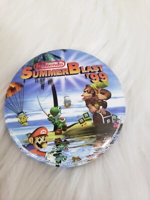 Vtg 1999 Nintendo Summer Blast 99 Pin Store Promo Button Donkey Kong Mario Yoshi Foto 1 de 3